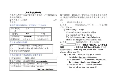 宾语从句用法小结