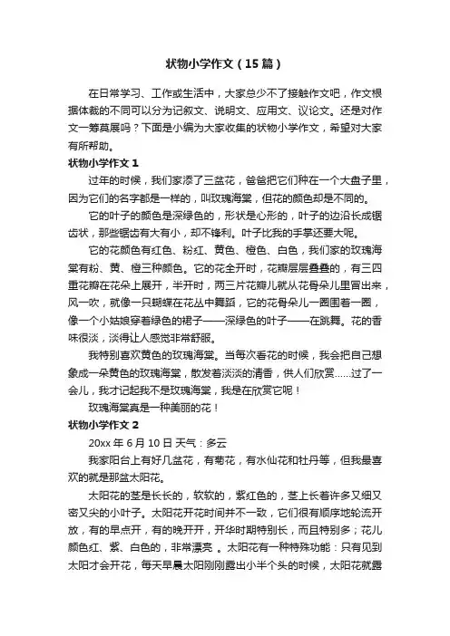 状物小学作文（15篇）