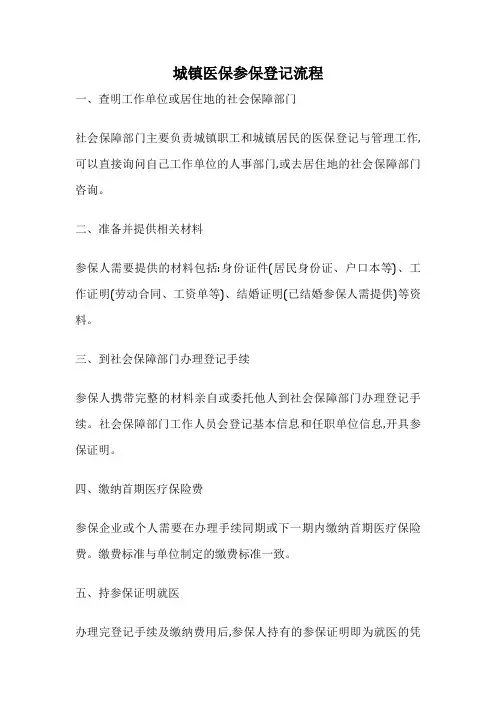 城镇医保参保登记流程