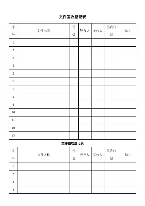 文件签收登记表