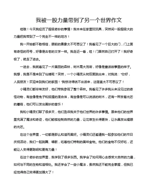 我被一股力量带到了另一个世界作文