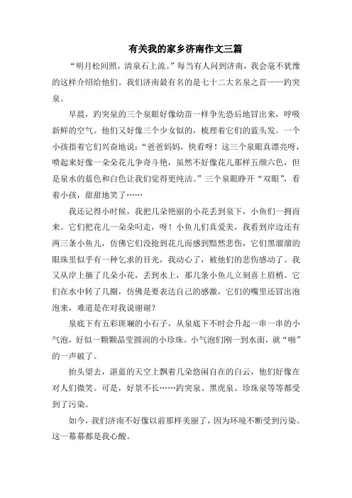 有关我的家乡济南作文三篇精选