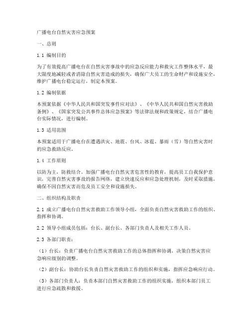 广播电台自然灾害应急预案