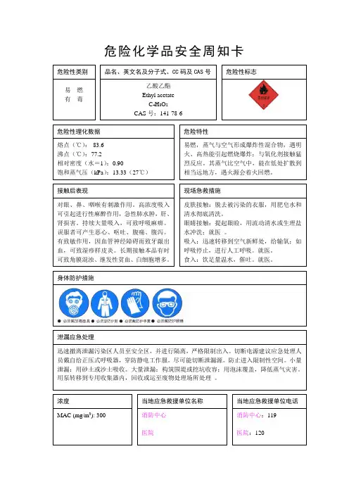 (完整版)醋酸乙酯安全周知卡