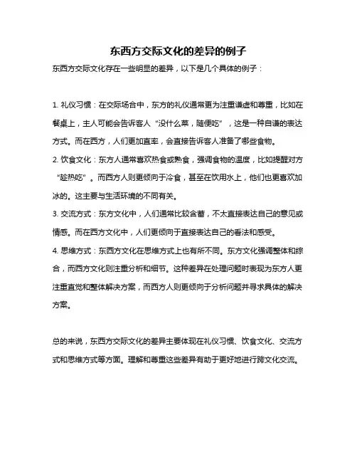 东西方交际文化的差异的例子