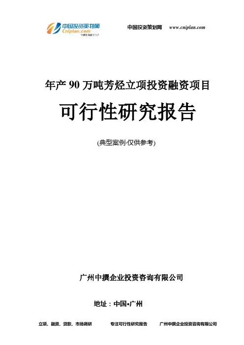 年产90万吨芳烃融资投资立项项目可行性研究报告(非常详细)