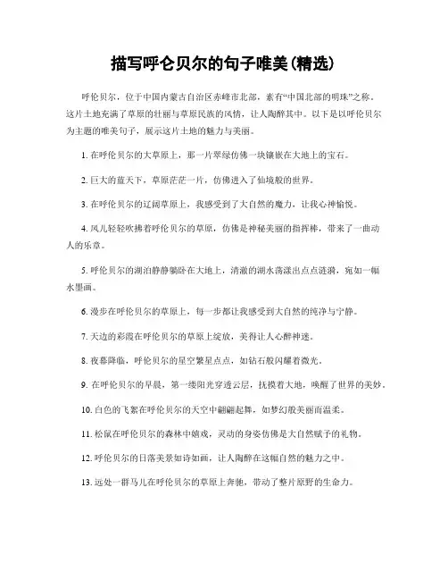 描写呼仑贝尔的句子唯美(精选100句)