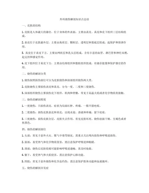 外科烧伤解剖知识点总结