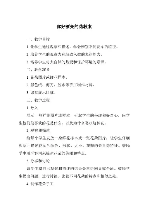 你好漂亮的花教案