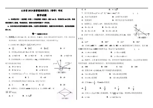 (完整word版)2019年山东省春季高考数学真题