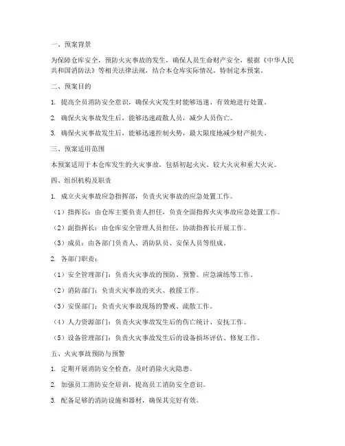 仓库着火紧急预案