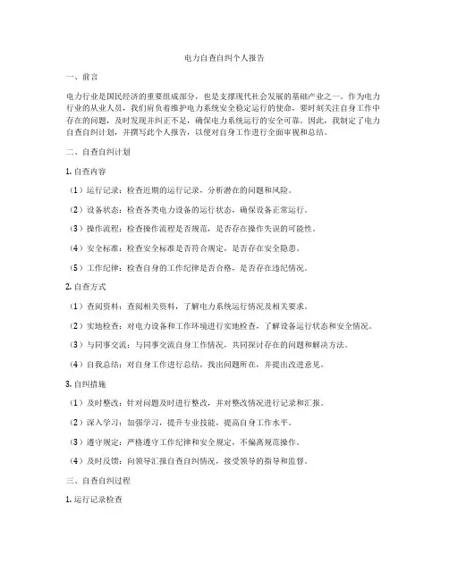 电力自查自纠个人报告