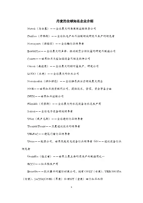丹麦的全球知名企业介绍