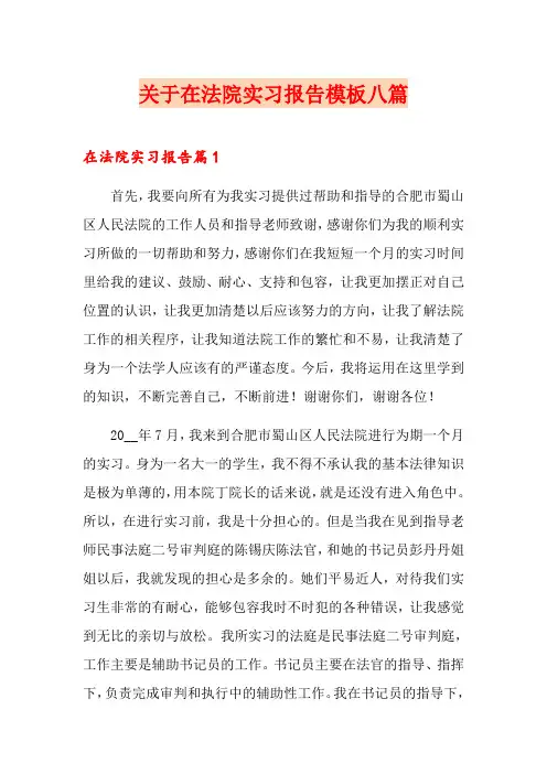 关于在法院实习报告模板八篇