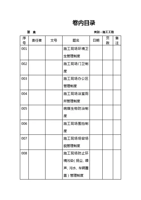工地创卫台帐