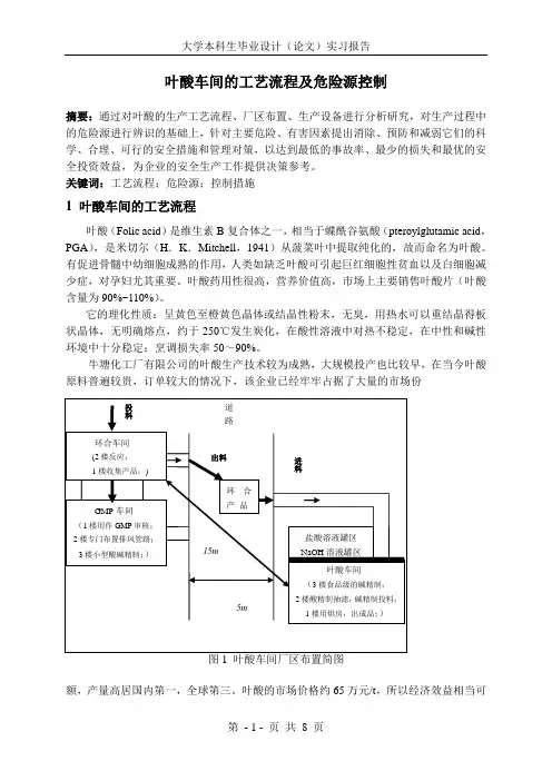 叶酸车间的工艺流程及危险源控制