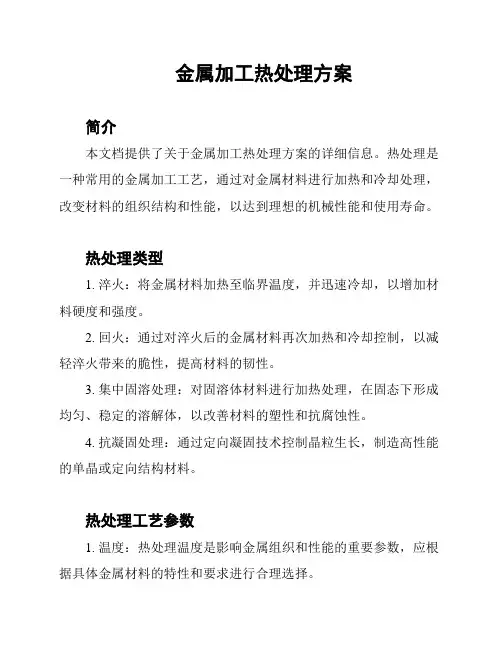 金属加工热处理方案