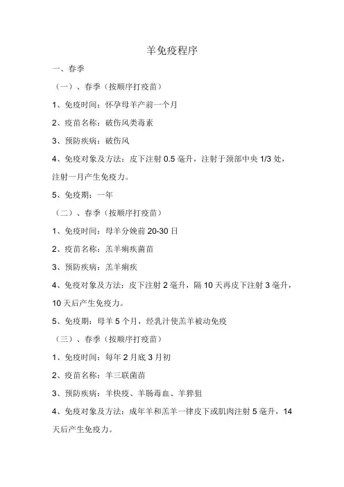 羊免疫程序