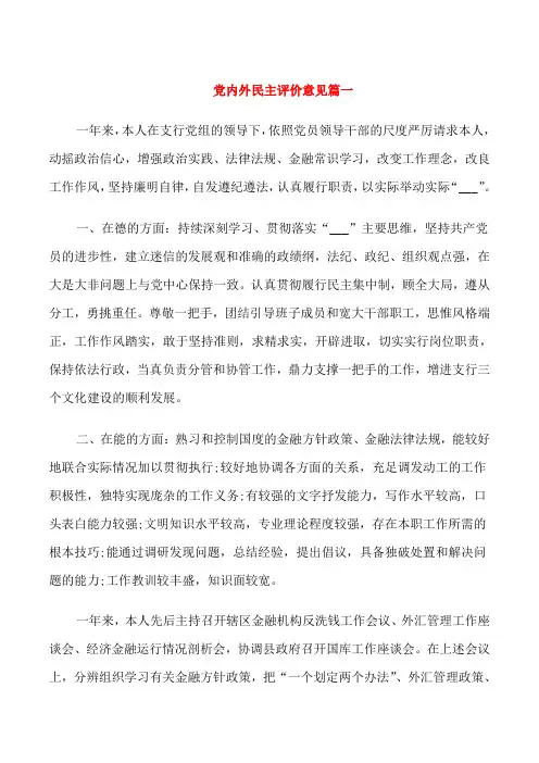 党内外民主评价意见
