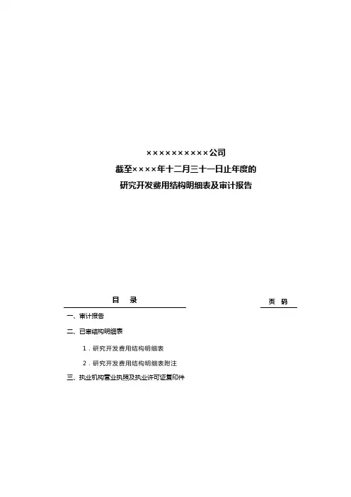 研究开发费用结构明细表及审计报告