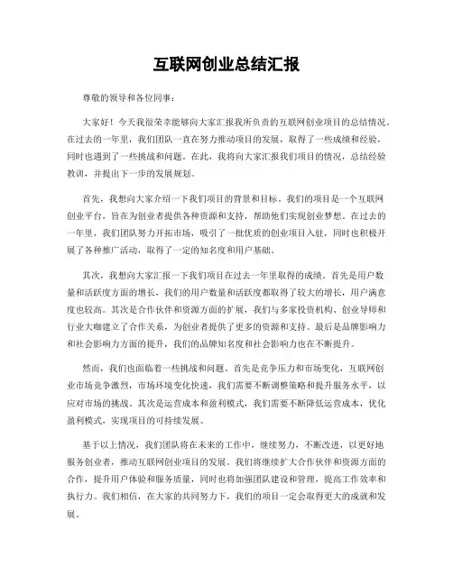 互联网创业总结汇报