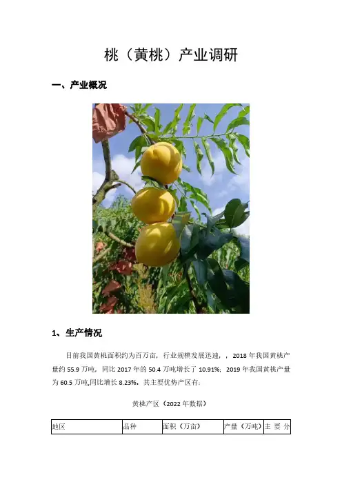 桃(黄桃)产业调研2022