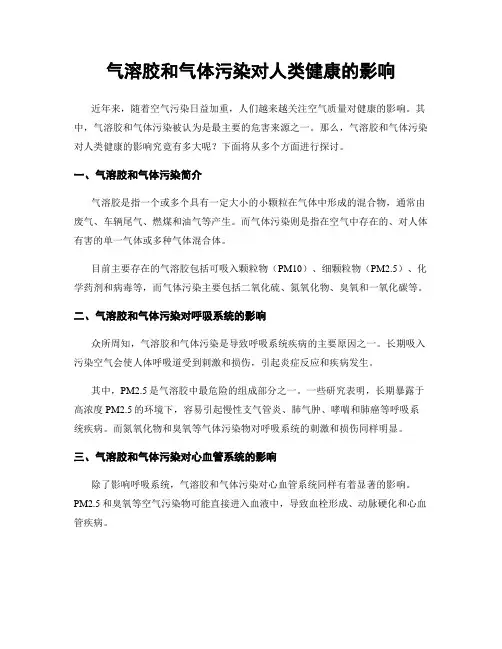 气溶胶和气体污染对人类健康的影响