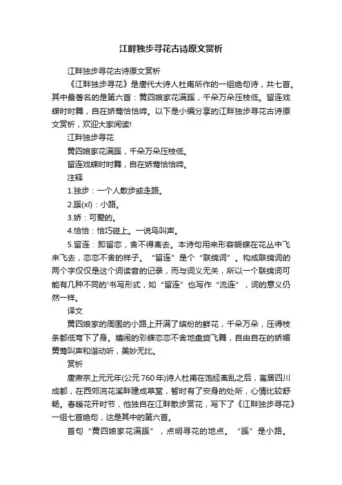 江畔独步寻花古诗原文赏析