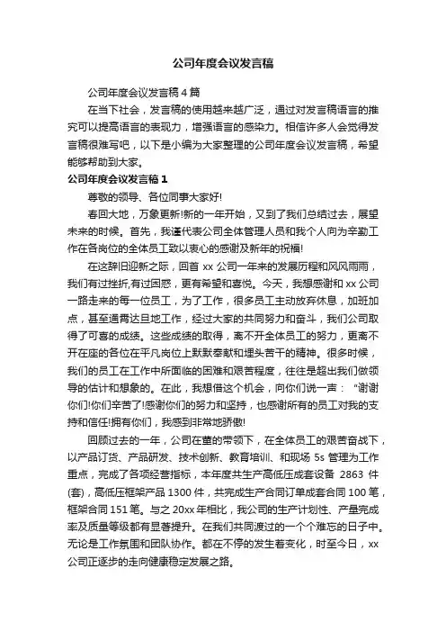 公司年度会议发言稿