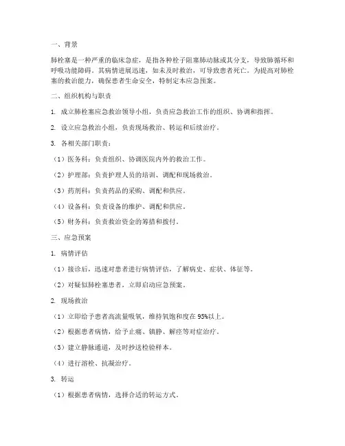 肺栓塞_应急预案