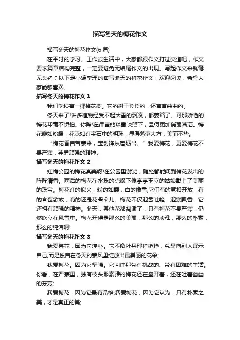 描写冬天的梅花作文（6篇）