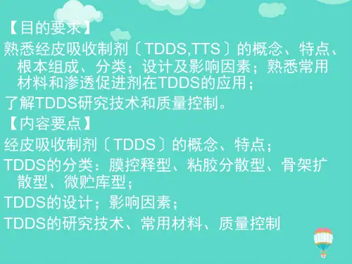 (推选)经皮吸收制剂(_十三)_课件PPT文档
