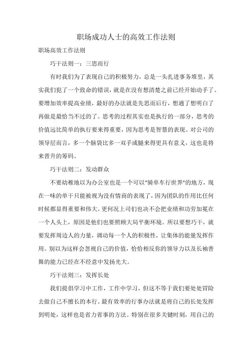 职场成功人士的高效工作法则