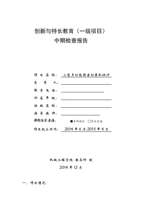 创新项目中期检查报告