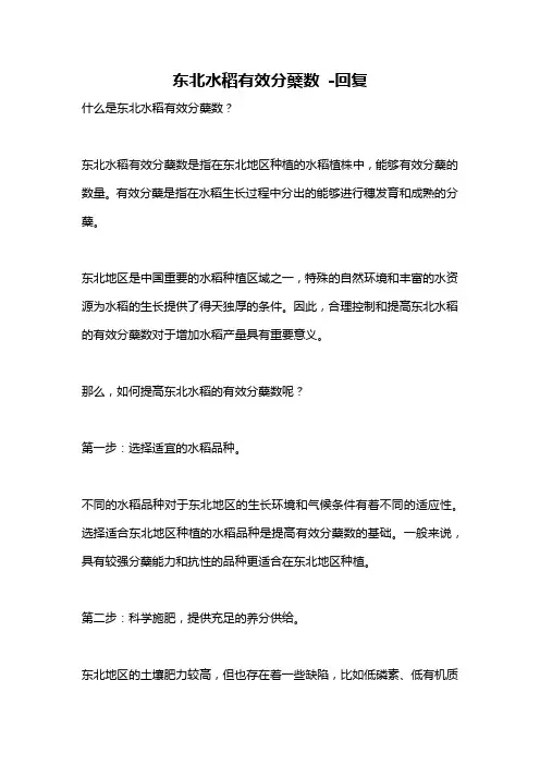 东北水稻有效分蘖数 -回复