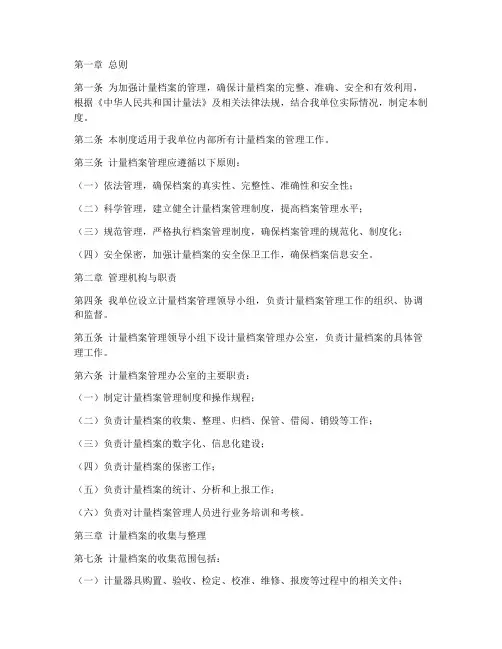 计量档案管理制度