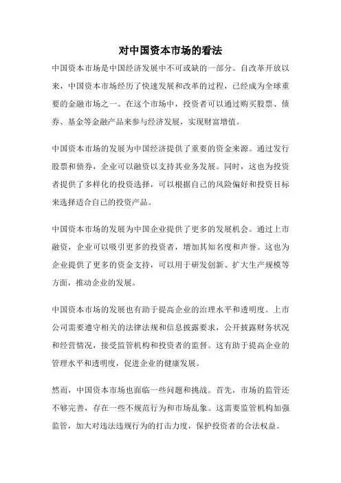 对中国资本市场的看法