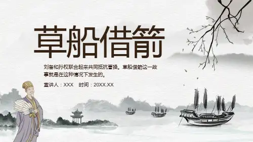 中国风历史故事草船借箭动态PPT教学模板