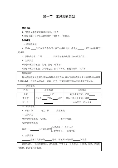 学案1：4.1常见地貌类型