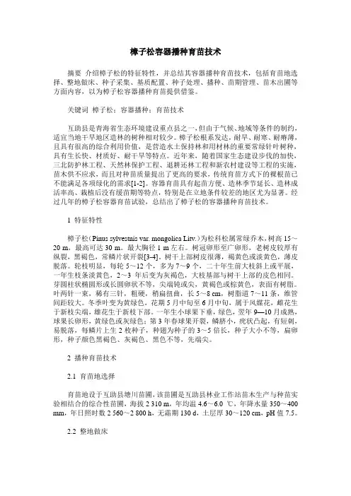 樟子松容器播种育苗技术