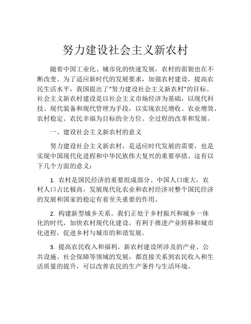 努力建设社会主义新农村