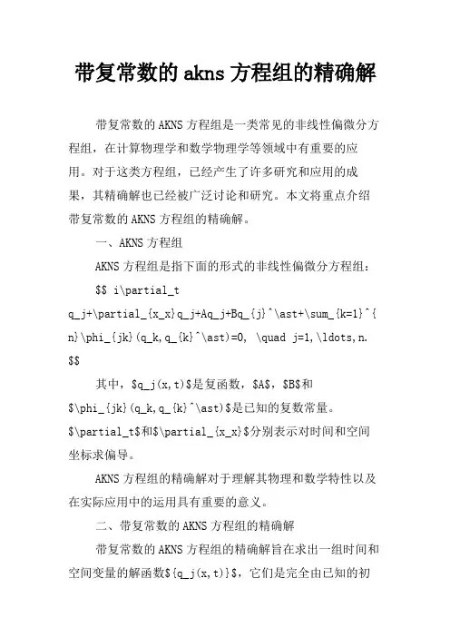 带复常数的akns方程组的精确解