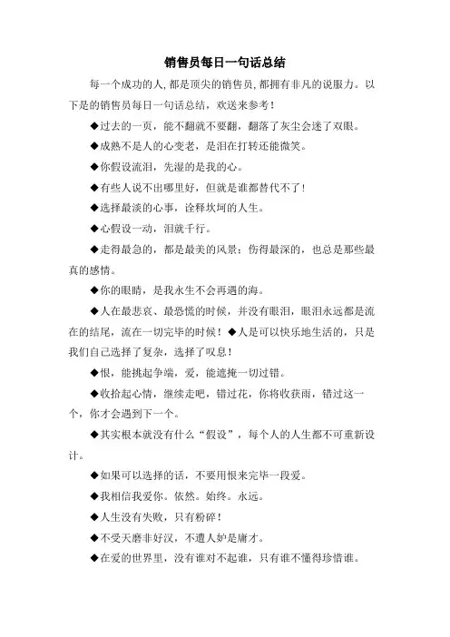 销售员每日一句话总结