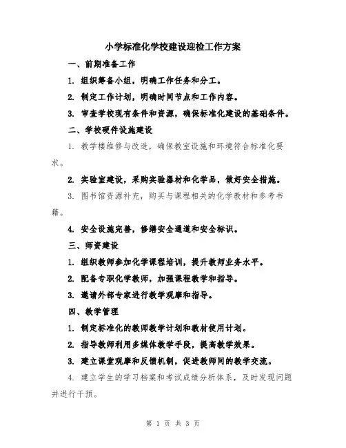 小学标准化学校建设迎检工作方案