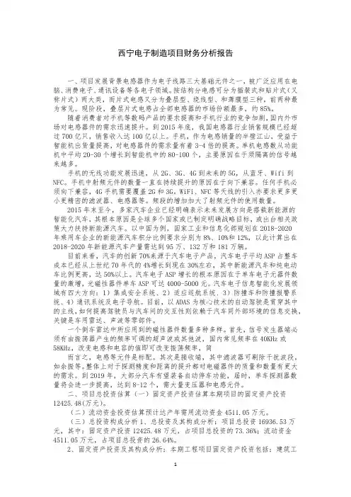 西宁电子制造项目财务分析报告