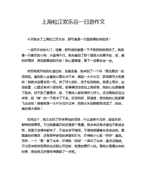 上海松江欢乐谷一日游作文