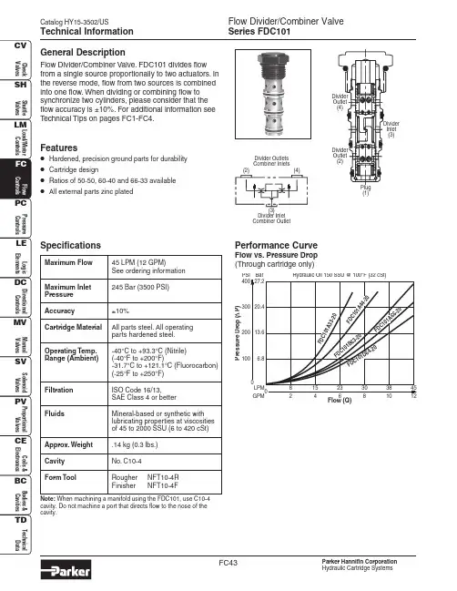 Parker Hannifin FDC101流量分配 合并阀门系列技术数据说明书