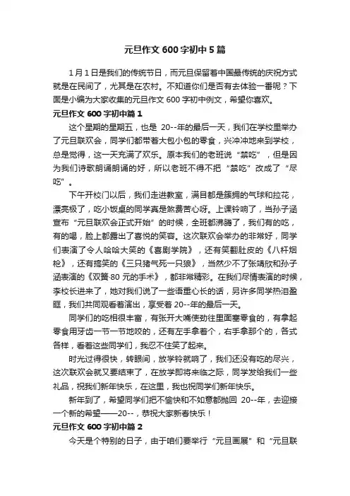 元旦作文600字初中5篇