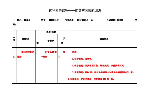 最新2015年版药典查阅与使用