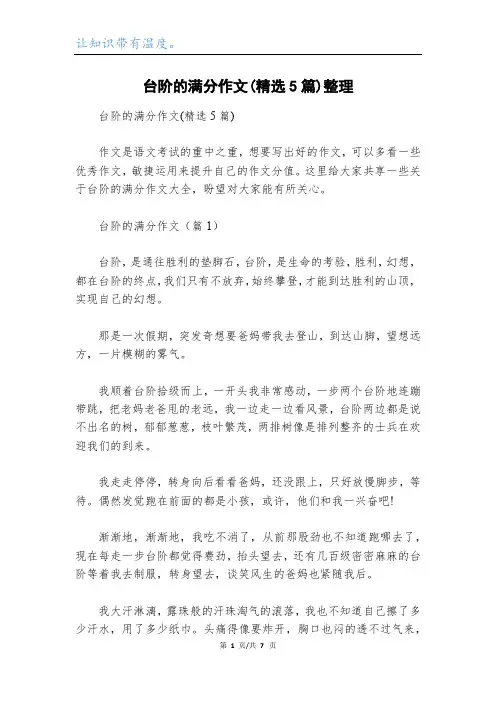 台阶的满分作文(精选5篇)整理